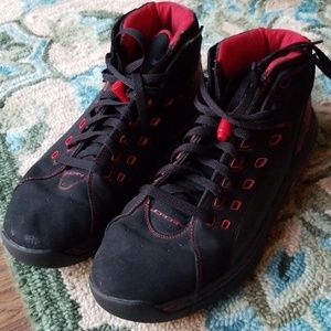 red and black jordan high tops